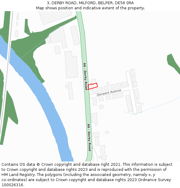 3, DERBY ROAD, MILFORD, BELPER, DE56 0RA: Location map and indicative extent of plot