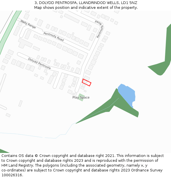 3, DOLYDD PENTROSFA, LLANDRINDOD WELLS, LD1 5NZ: Location map and indicative extent of plot