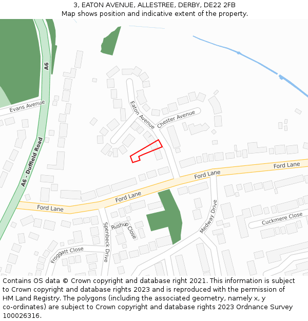 3, EATON AVENUE, ALLESTREE, DERBY, DE22 2FB: Location map and indicative extent of plot