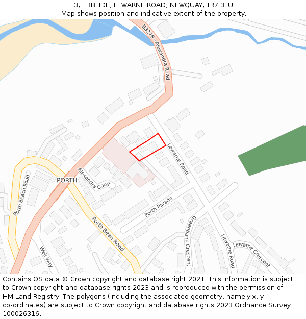 3, EBBTIDE, LEWARNE ROAD, NEWQUAY, TR7 3FU: Location map and indicative extent of plot