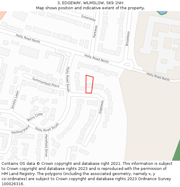 3, EDGEWAY, WILMSLOW, SK9 1NH: Location map and indicative extent of plot