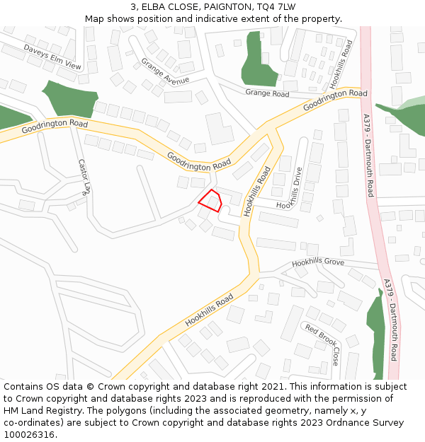 3, ELBA CLOSE, PAIGNTON, TQ4 7LW: Location map and indicative extent of plot