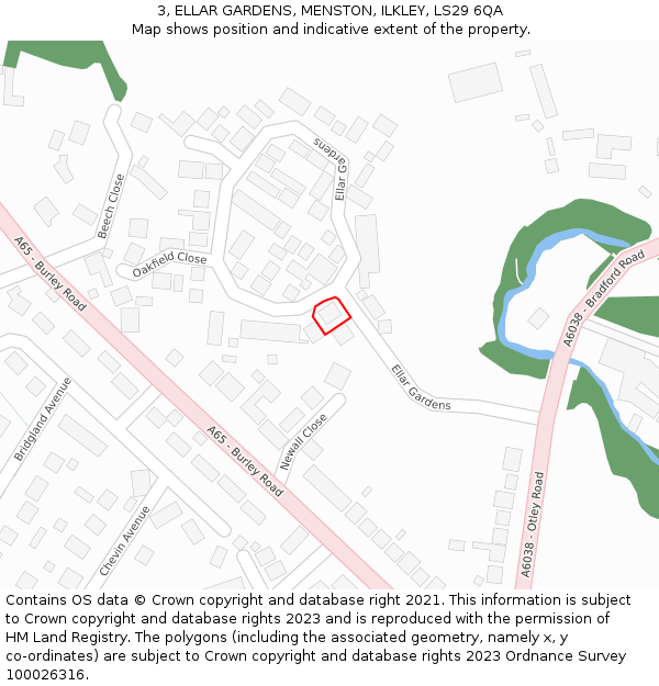 3, ELLAR GARDENS, MENSTON, ILKLEY, LS29 6QA: Location map and indicative extent of plot