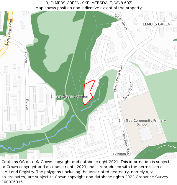 3, ELMERS GREEN, SKELMERSDALE, WN8 6RZ: Location map and indicative extent of plot