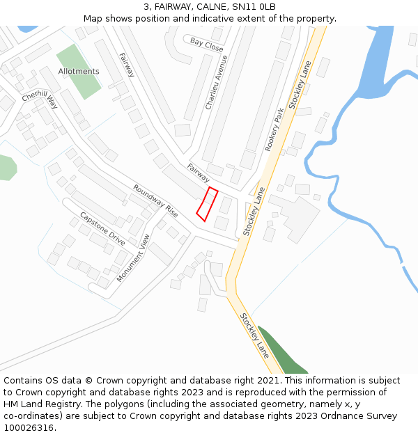 3, FAIRWAY, CALNE, SN11 0LB: Location map and indicative extent of plot