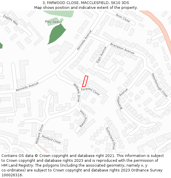 3, FARWOOD CLOSE, MACCLESFIELD, SK10 3DS: Location map and indicative extent of plot