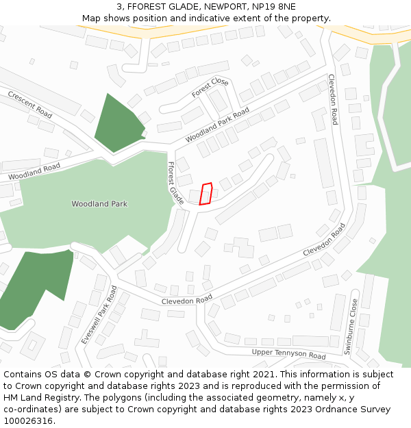 3, FFOREST GLADE, NEWPORT, NP19 8NE: Location map and indicative extent of plot