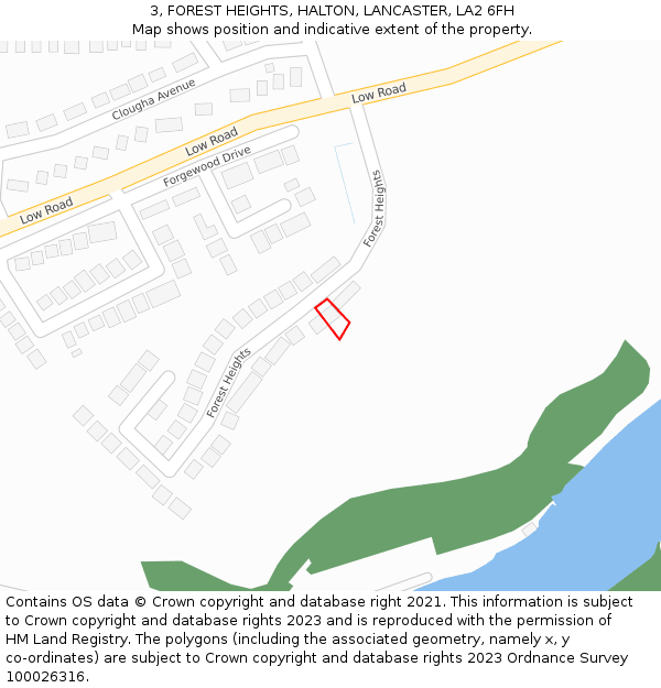 3, FOREST HEIGHTS, HALTON, LANCASTER, LA2 6FH: Location map and indicative extent of plot