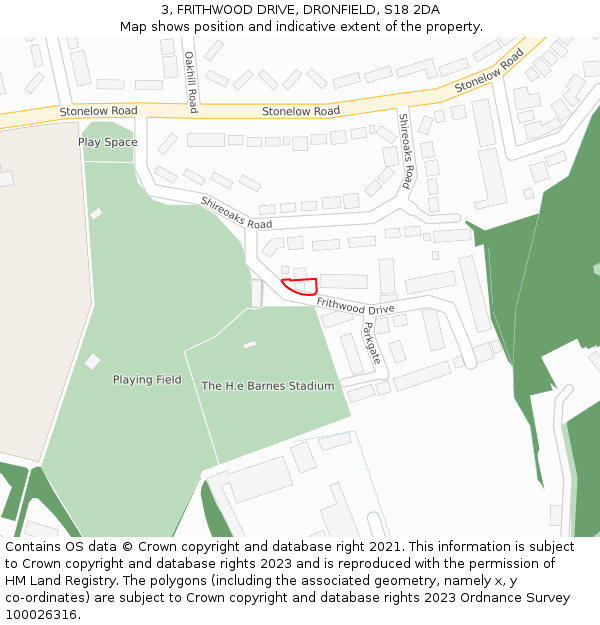 3, FRITHWOOD DRIVE, DRONFIELD, S18 2DA: Location map and indicative extent of plot