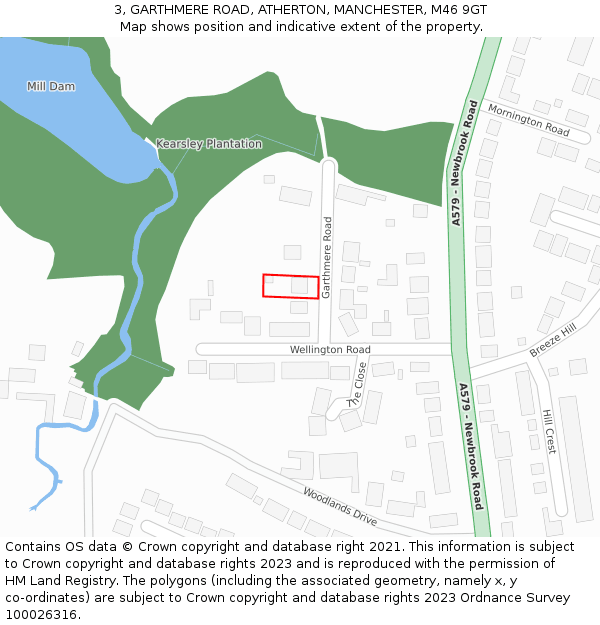 3, GARTHMERE ROAD, ATHERTON, MANCHESTER, M46 9GT: Location map and indicative extent of plot