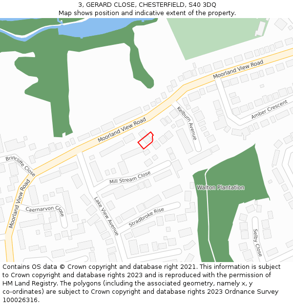 3, GERARD CLOSE, CHESTERFIELD, S40 3DQ: Location map and indicative extent of plot