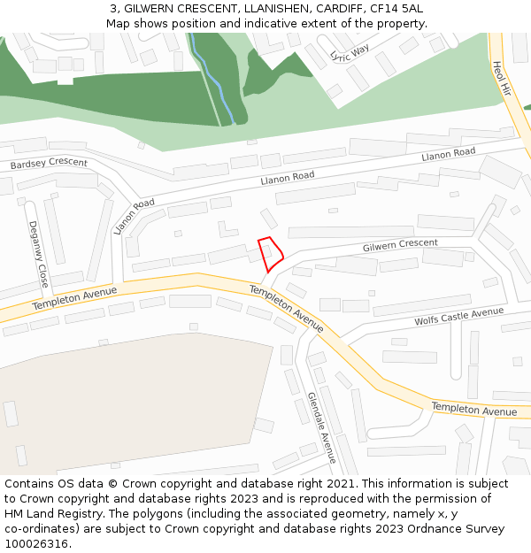 3, GILWERN CRESCENT, LLANISHEN, CARDIFF, CF14 5AL: Location map and indicative extent of plot