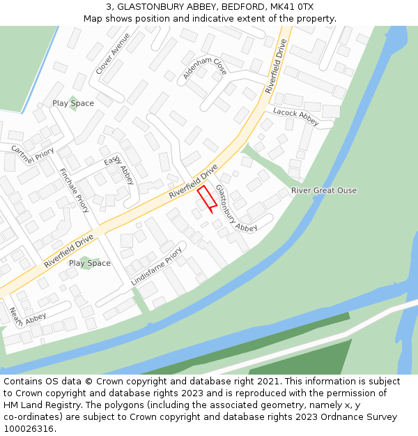 3, GLASTONBURY ABBEY, BEDFORD, MK41 0TX: Location map and indicative extent of plot