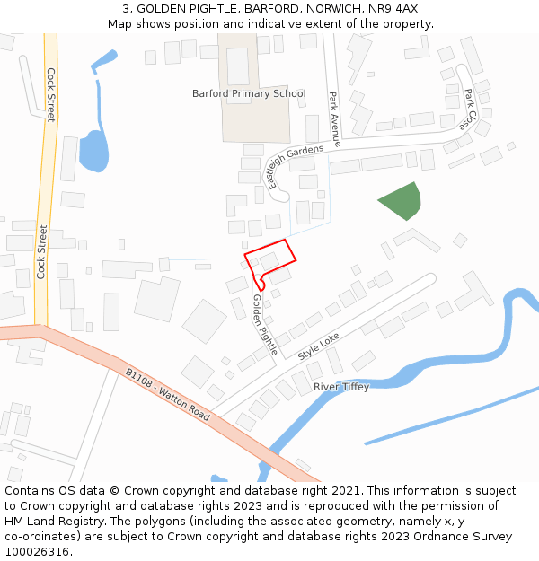 3, GOLDEN PIGHTLE, BARFORD, NORWICH, NR9 4AX: Location map and indicative extent of plot