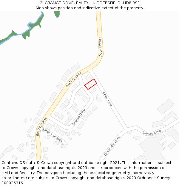 3, GRANGE DRIVE, EMLEY, HUDDERSFIELD, HD8 9SF: Location map and indicative extent of plot