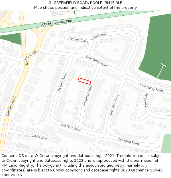 3, GREENFIELD ROAD, POOLE, BH15 3LR: Location map and indicative extent of plot