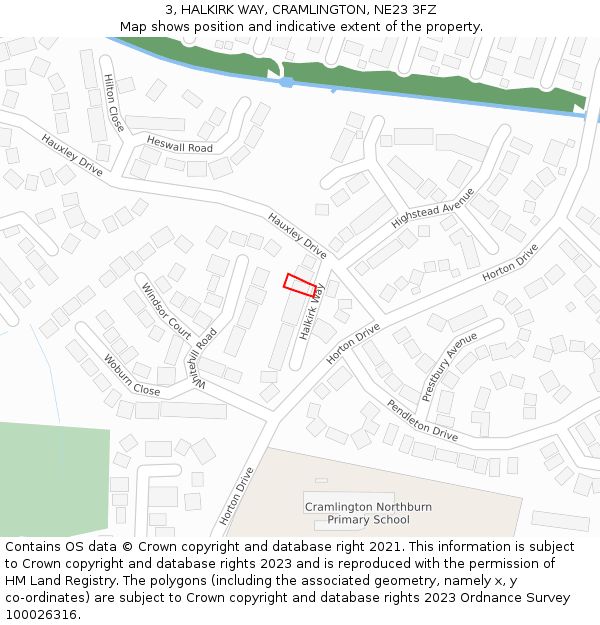 3, HALKIRK WAY, CRAMLINGTON, NE23 3FZ: Location map and indicative extent of plot