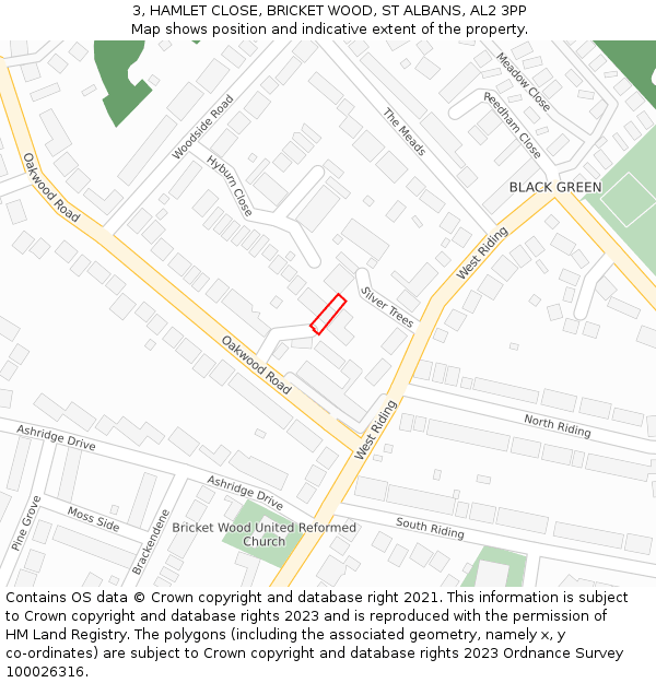 3, HAMLET CLOSE, BRICKET WOOD, ST ALBANS, AL2 3PP: Location map and indicative extent of plot