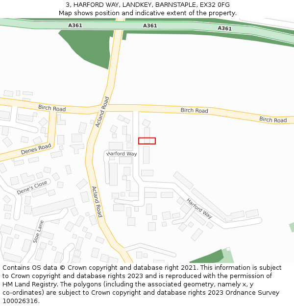 3, HARFORD WAY, LANDKEY, BARNSTAPLE, EX32 0FG: Location map and indicative extent of plot