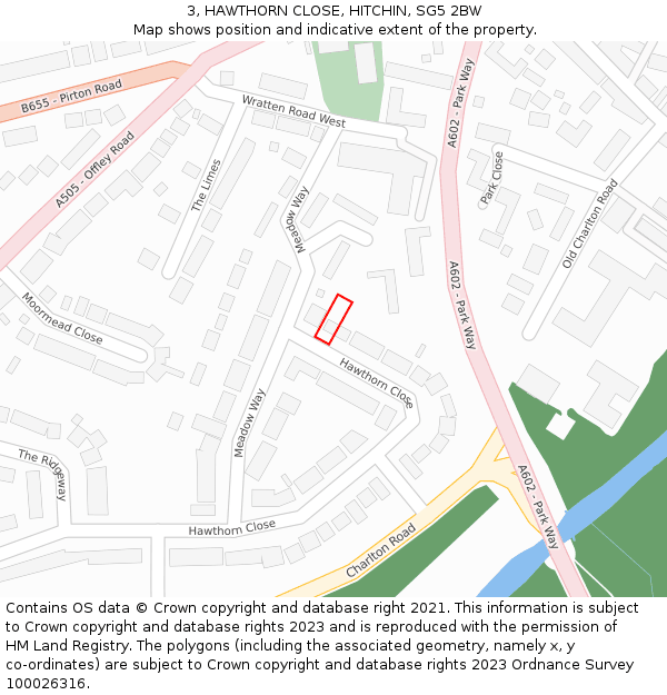 3, HAWTHORN CLOSE, HITCHIN, SG5 2BW: Location map and indicative extent of plot