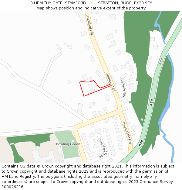 3 HEALTHY GATE, STAMFORD HILL, STRATTON, BUDE, EX23 9EY: Location map and indicative extent of plot