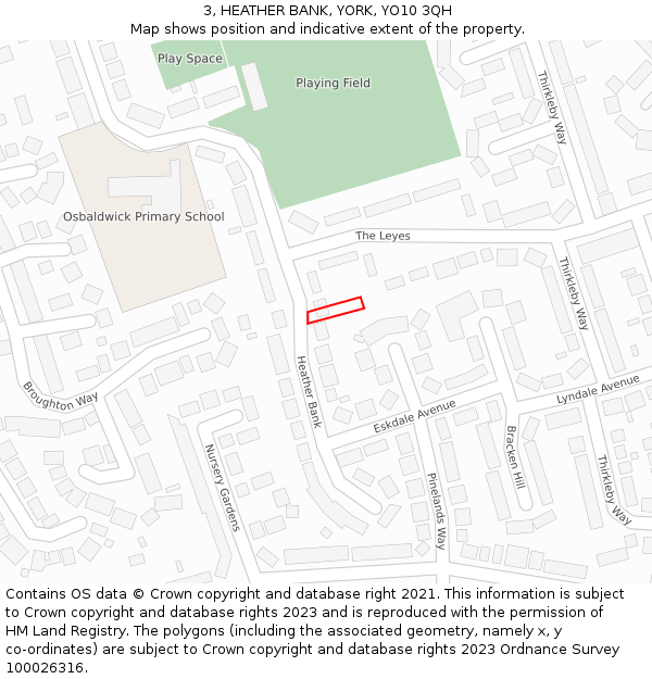 3, HEATHER BANK, YORK, YO10 3QH: Location map and indicative extent of plot