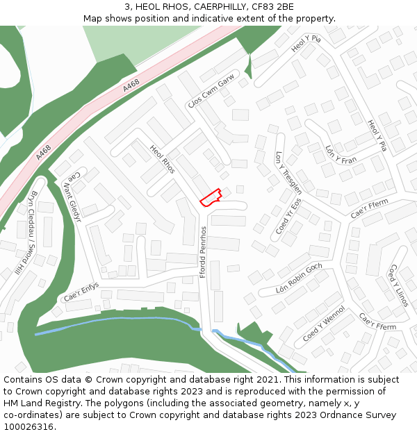 3, HEOL RHOS, CAERPHILLY, CF83 2BE: Location map and indicative extent of plot