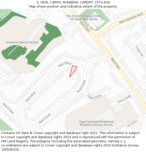 3, HEOL Y BRYN, RHIWBINA, CARDIFF, CF14 6HX: Location map and indicative extent of plot