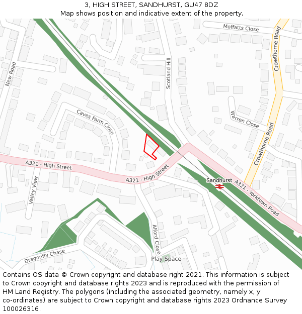 3, HIGH STREET, SANDHURST, GU47 8DZ: Location map and indicative extent of plot