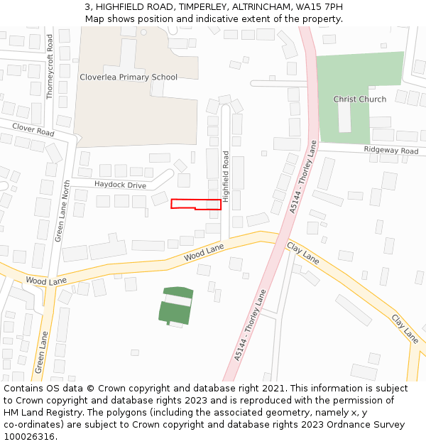 3, HIGHFIELD ROAD, TIMPERLEY, ALTRINCHAM, WA15 7PH: Location map and indicative extent of plot