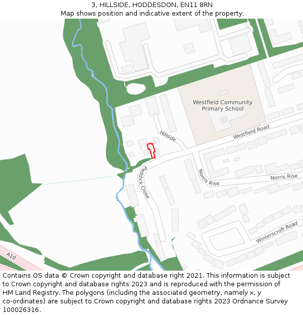 3, HILLSIDE, HODDESDON, EN11 8RN: Location map and indicative extent of plot