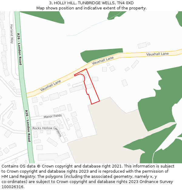 3, HOLLY HILL, TUNBRIDGE WELLS, TN4 0XD: Location map and indicative extent of plot