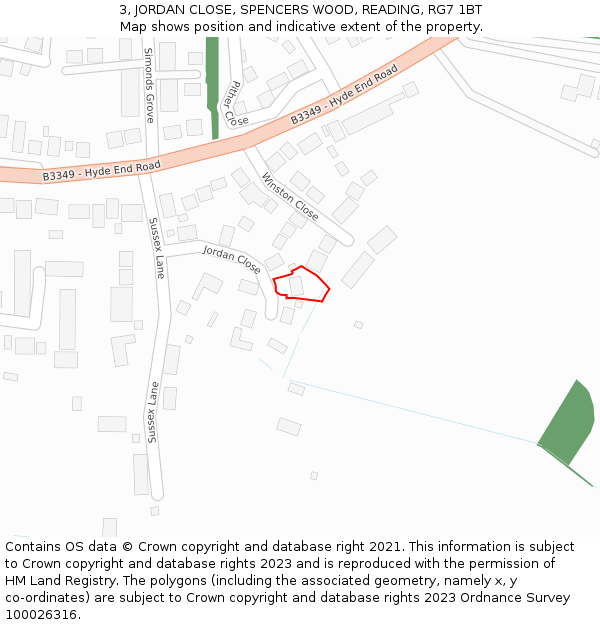 3, JORDAN CLOSE, SPENCERS WOOD, READING, RG7 1BT: Location map and indicative extent of plot