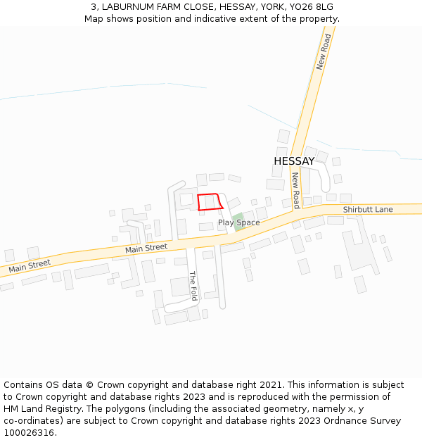 3, LABURNUM FARM CLOSE, HESSAY, YORK, YO26 8LG: Location map and indicative extent of plot