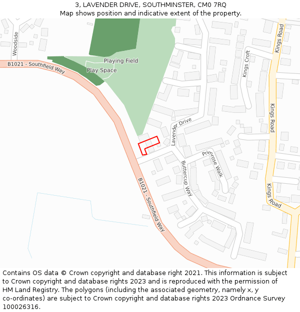 3, LAVENDER DRIVE, SOUTHMINSTER, CM0 7RQ: Location map and indicative extent of plot