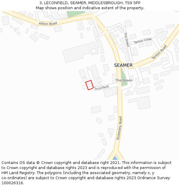 3, LECONFIELD, SEAMER, MIDDLESBROUGH, TS9 5PP: Location map and indicative extent of plot