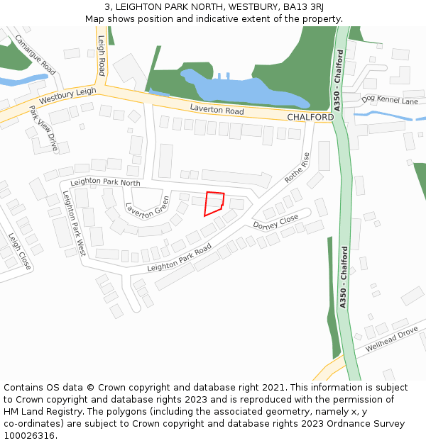 3, LEIGHTON PARK NORTH, WESTBURY, BA13 3RJ: Location map and indicative extent of plot