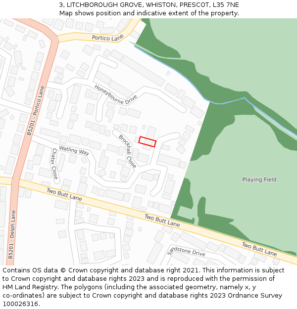 3, LITCHBOROUGH GROVE, WHISTON, PRESCOT, L35 7NE: Location map and indicative extent of plot