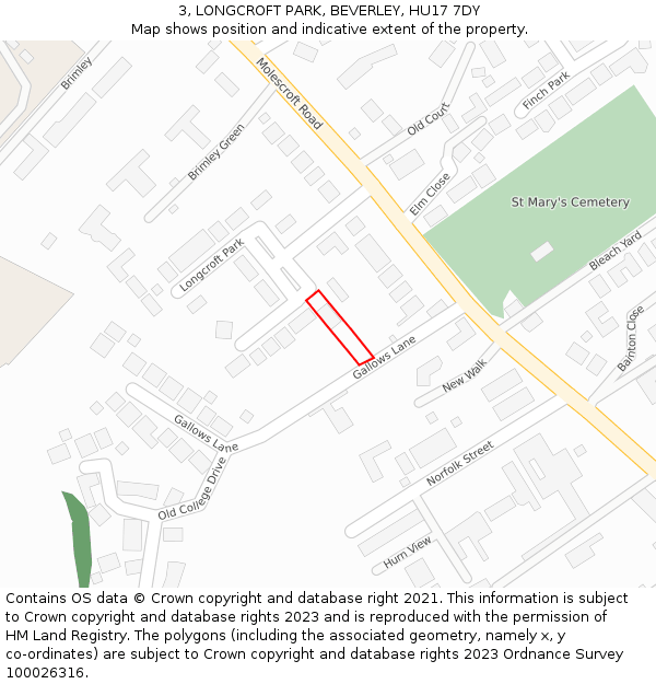 3, LONGCROFT PARK, BEVERLEY, HU17 7DY: Location map and indicative extent of plot