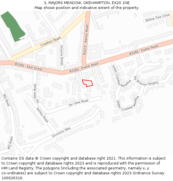 3, MAJORS MEADOW, OKEHAMPTON, EX20 1NE: Location map and indicative extent of plot