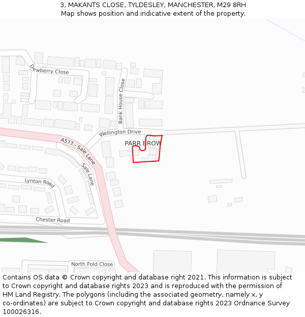 3, MAKANTS CLOSE, TYLDESLEY, MANCHESTER, M29 8RH: Location map and indicative extent of plot