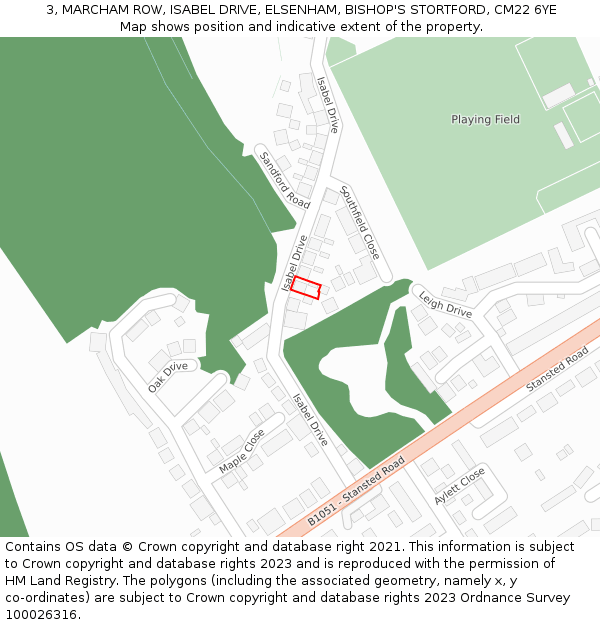 3, MARCHAM ROW, ISABEL DRIVE, ELSENHAM, BISHOP'S STORTFORD, CM22 6YE: Location map and indicative extent of plot