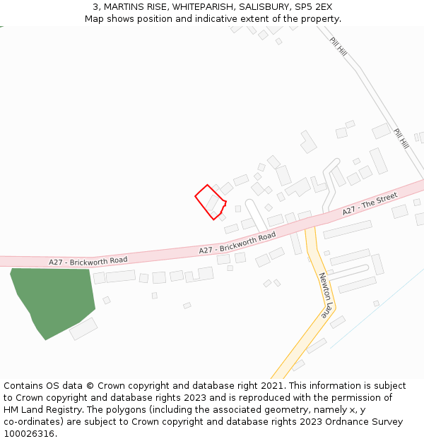 3, MARTINS RISE, WHITEPARISH, SALISBURY, SP5 2EX: Location map and indicative extent of plot