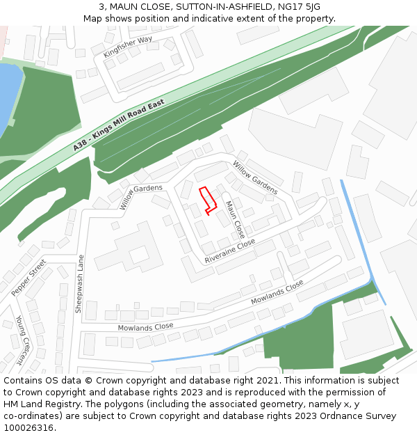 3, MAUN CLOSE, SUTTON-IN-ASHFIELD, NG17 5JG: Location map and indicative extent of plot