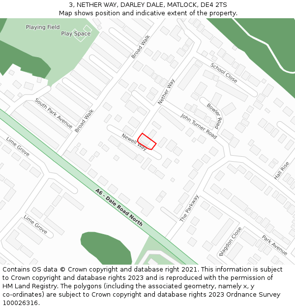 3, NETHER WAY, DARLEY DALE, MATLOCK, DE4 2TS: Location map and indicative extent of plot