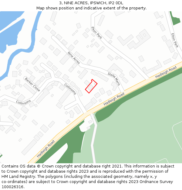 3, NINE ACRES, IPSWICH, IP2 0DL: Location map and indicative extent of plot