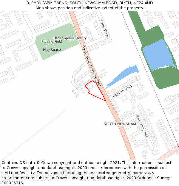 3, PARK FARM BARNS, SOUTH NEWSHAM ROAD, BLYTH, NE24 4HD: Location map and indicative extent of plot