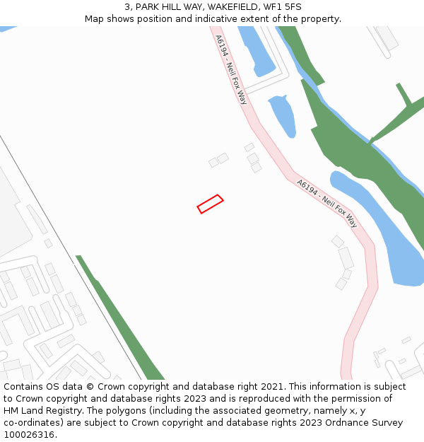 3, PARK HILL WAY, WAKEFIELD, WF1 5FS: Location map and indicative extent of plot