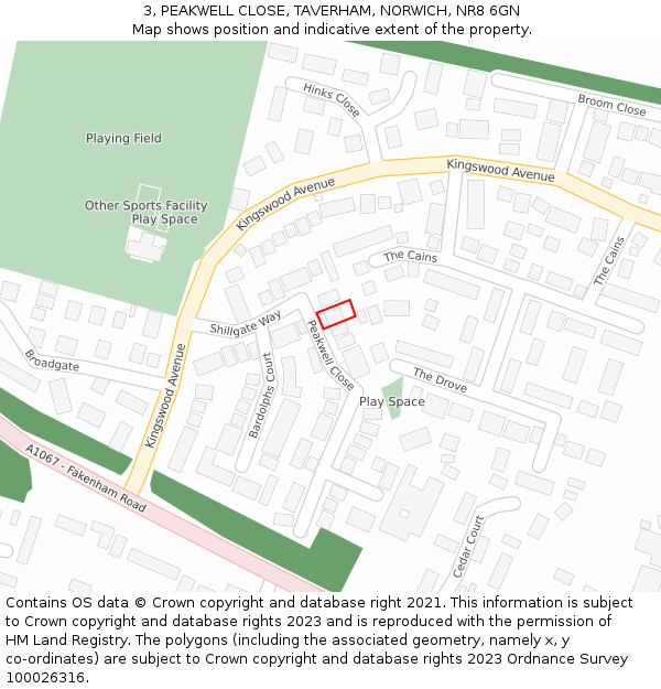 3, PEAKWELL CLOSE, TAVERHAM, NORWICH, NR8 6GN: Location map and indicative extent of plot