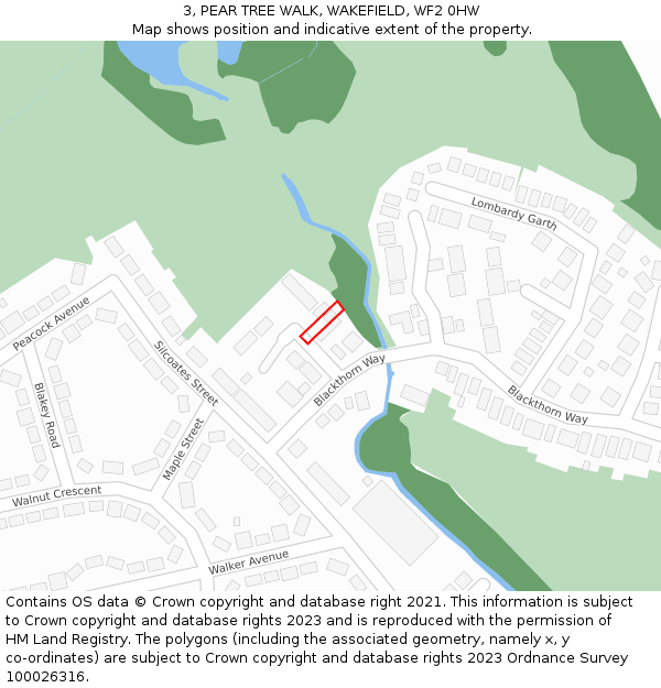 3, PEAR TREE WALK, WAKEFIELD, WF2 0HW: Location map and indicative extent of plot